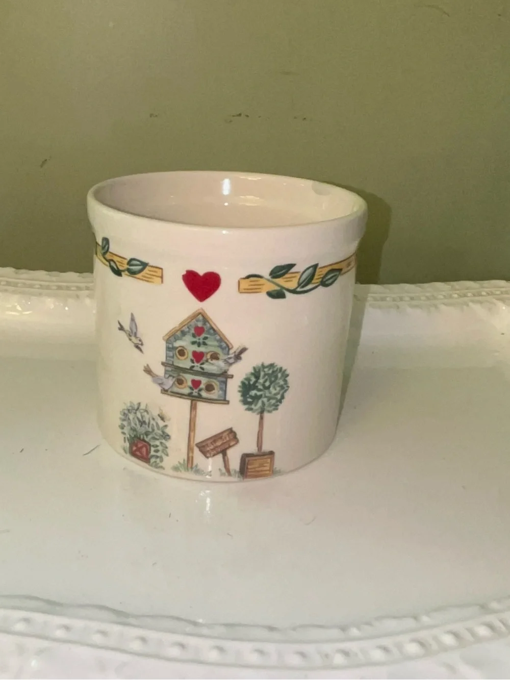 Thomson Pottery ceramic votive holder/Crock in “Birdhouse